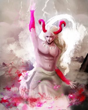 An illustration of a glowing deer in an enchanted forest