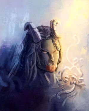 An illustration of a glowing deer in an enchanted forest