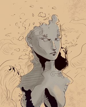 An illustration of an astronaut floating in a nebula